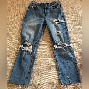 Abercrombie & Fitch The Boyfriend Mid Rise Ripped Jeans